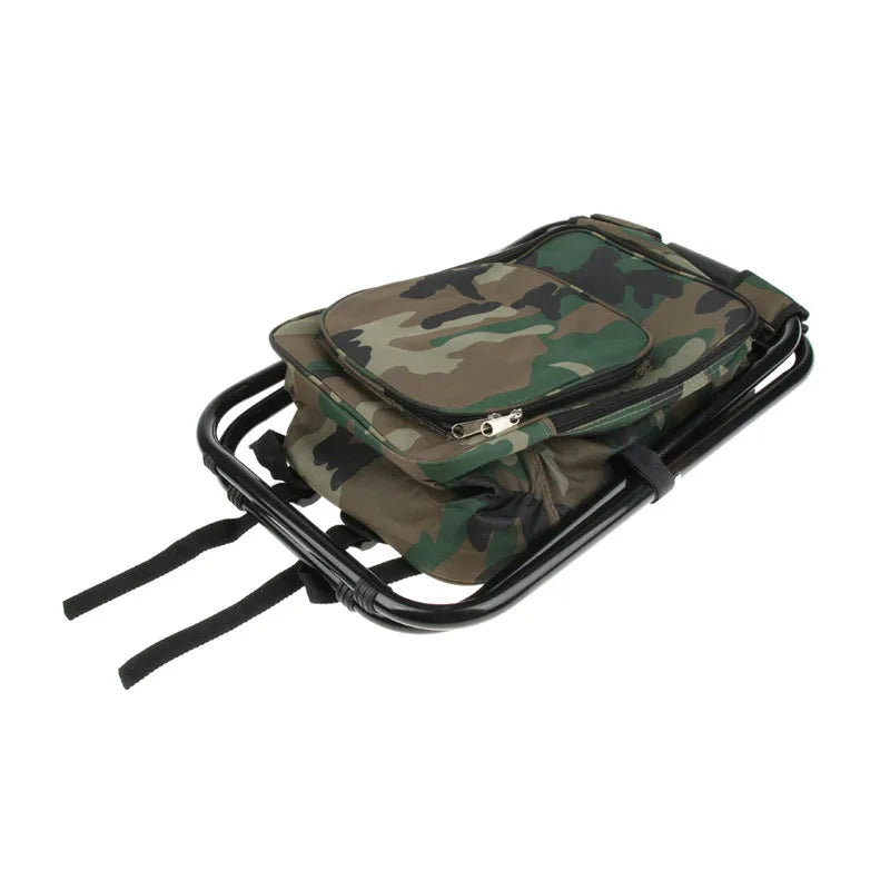 Outdoor Foldable Fishing Chair with Cooler Bag-Portable Camping & Dining Chair for Car Use