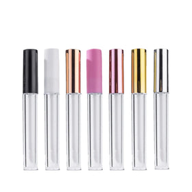 10 ml Empty Matte Black Silver Gold Lip Gloss Containers Tube 10ml Packaging with Wands Lip Gloss with Brush Applicator Box