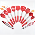 11-Piece Silicone Kitchen Utensil Set Non-Stick Pan Cooking Spatula Shovel Wood Handle Stainless Steel Kitchen Tools Wholesale