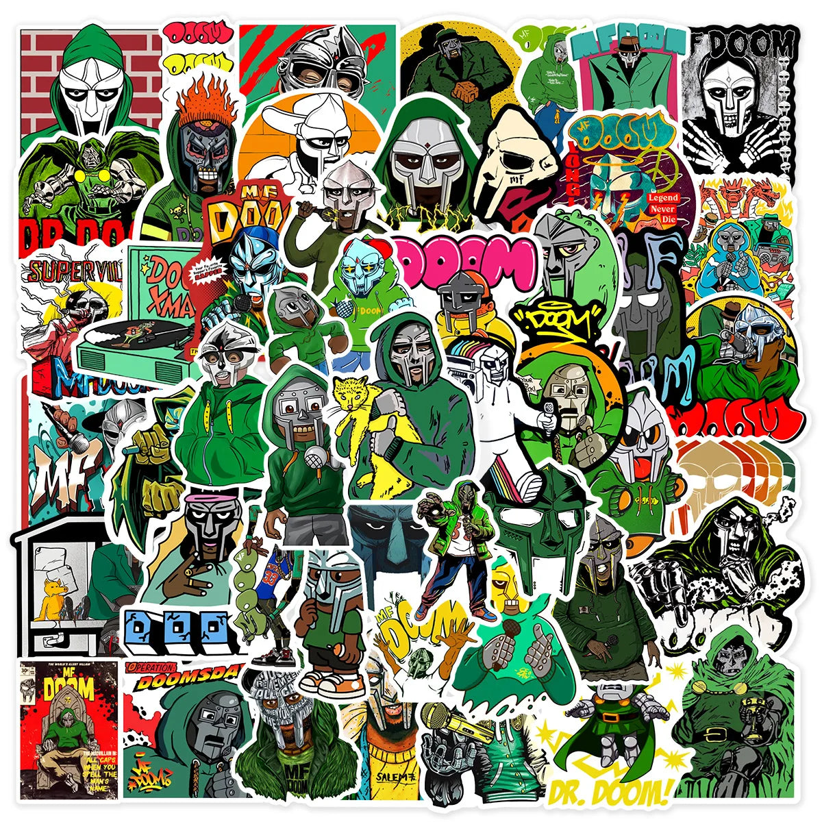50PCS Cool Hip Hop Singer Artist Rapper Aesthetic MF DOOM Sticker