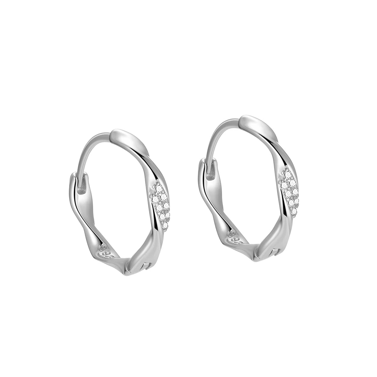 Mobius Earrings 925 Sterling Silver Small Zircon CZ Large Twisted Huggies Hoops Set for Women Girls Fine Jewelry Wholesale