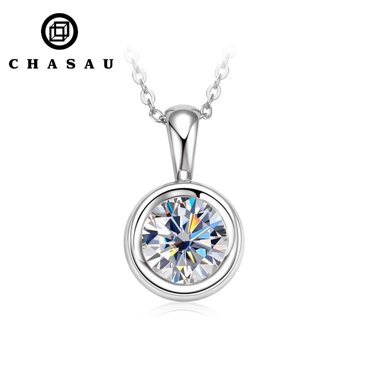 Chasau New 2.0ct D Color Moissanite Pendant Necklace Minimalist Bubble Shape Diamond Silver 925 GRA Certified Jewelry for Woman