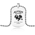 Stainless Steel Autism Awareness Necklaces Autism Jigsaw Puzzle Pieces Design Dog Tag Necklace
