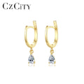 CZCITY Pear Earring CZ Diamond Drop Earrings& Pendant 14K Gold Plated Silver Clip Earing Jewelry Wholesale