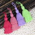 12cm Double Layer Cotton Tassel Fringe Home Textile Hanging DIY Clothing Accessories with Silk Beads for Garments
