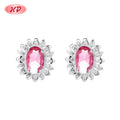 Charming Sterling Silver Flower Stud Earrings Wholesale Vibrant Zircon Silver Earrings 925 Sterling Fashion Jewelry for Women