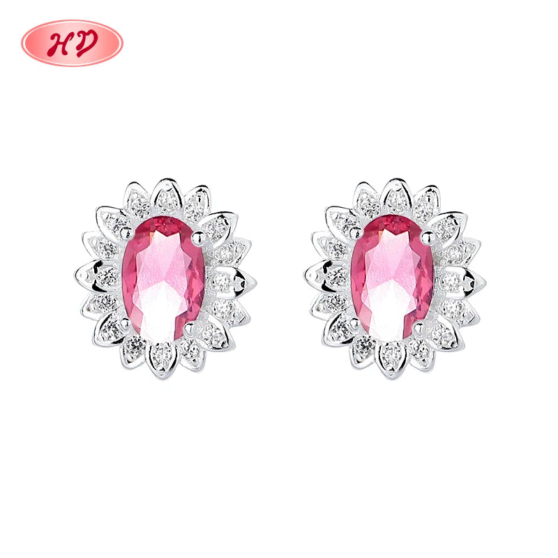 Charming Sterling Silver Flower Stud Earrings Wholesale Vibrant Zircon Silver Earrings 925 Sterling Fashion Jewelry for Women
