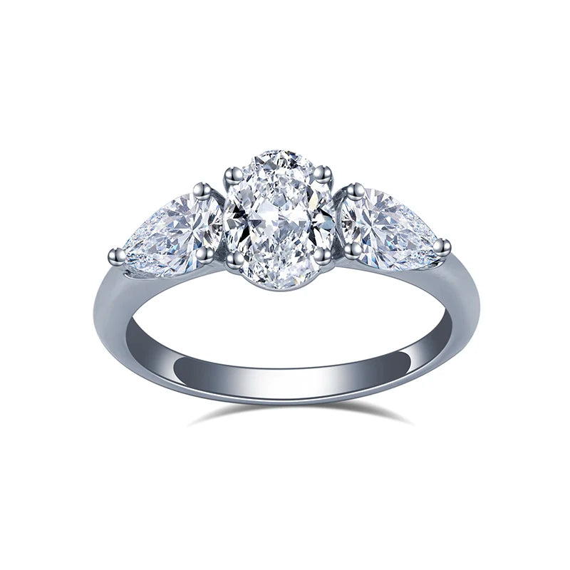 Custom MSR-1203 Three Stones Engagement Wedding Ring 18K Gold 1.6CT E VVS1 Oval Lab Grown Diamond Ring