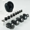 Single Flare Tunnel Gauge Ear Plugs Black Cat's Eye Stone with Diamond Pearl Man Ear Stretching Expander Body Piercing Jewelry