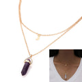 G.tang Layered Metal Choker Fine Moon Rose Quartz Turquoise Crystal Healing Natural Stone Pendant Necklace