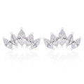 Chris April in Stock Silver 316L Stainless Steel Marquise Zircons Crown Shape Stud Earrings
