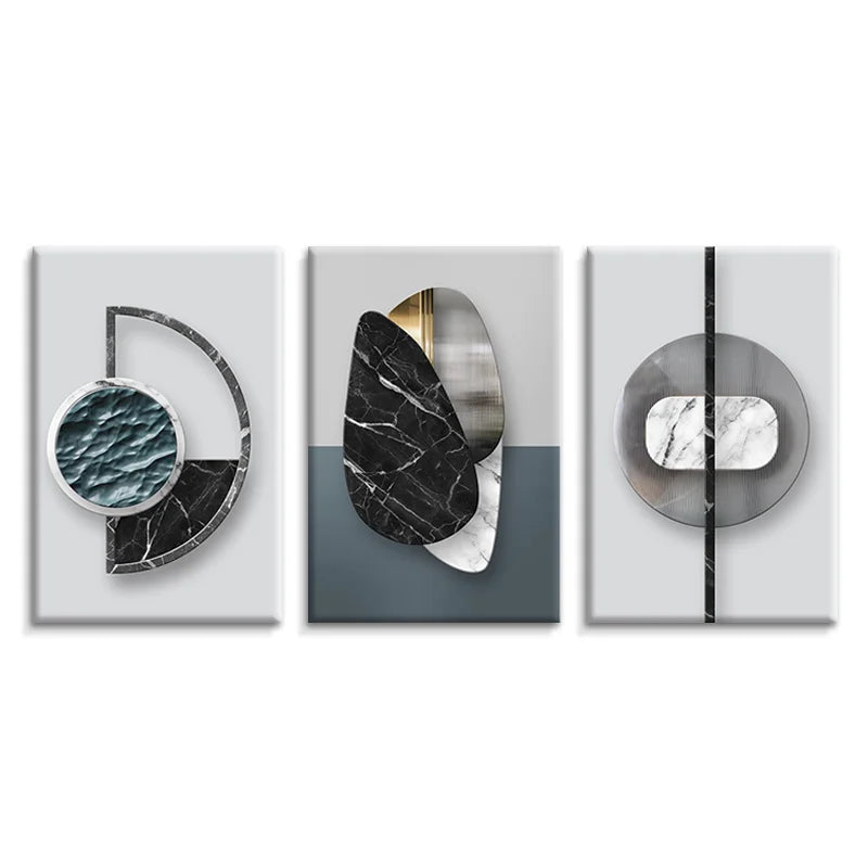 Modern Abstract Geometric Art Abstract Print Canvas Painting Geometric Three-piece Combination Home Wall Art Hanging Painting