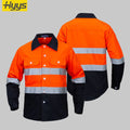 Hi Visibility Workwear Reflective Strips Work Shirts Construction Work Clothes Jacket Hi Vis Fluorescent Orange Work Uniforms