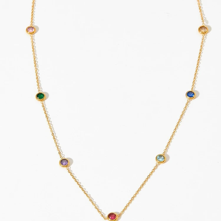 Small Minimalist Zircon Pendant Necklace Stainless Steel Plating 18K Gold Ladies Fashion Clavicle Chain
