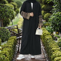 Loriya Abaya 2025 Eid Ramadan Islamic Clothing Cardigan Abaya Dubai Modest Embroidery Sleeve Design Black Abaya Wholesale