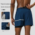 Men's Reflective Strip Fitness Shorts Elastic Waist Closure Breathable Three-Part Stretch Pants  Marathon Training Sport Short