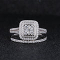 Sparkle Cushion Synthetic Moissanite 14k White Gold Couple Women Wedding Rings