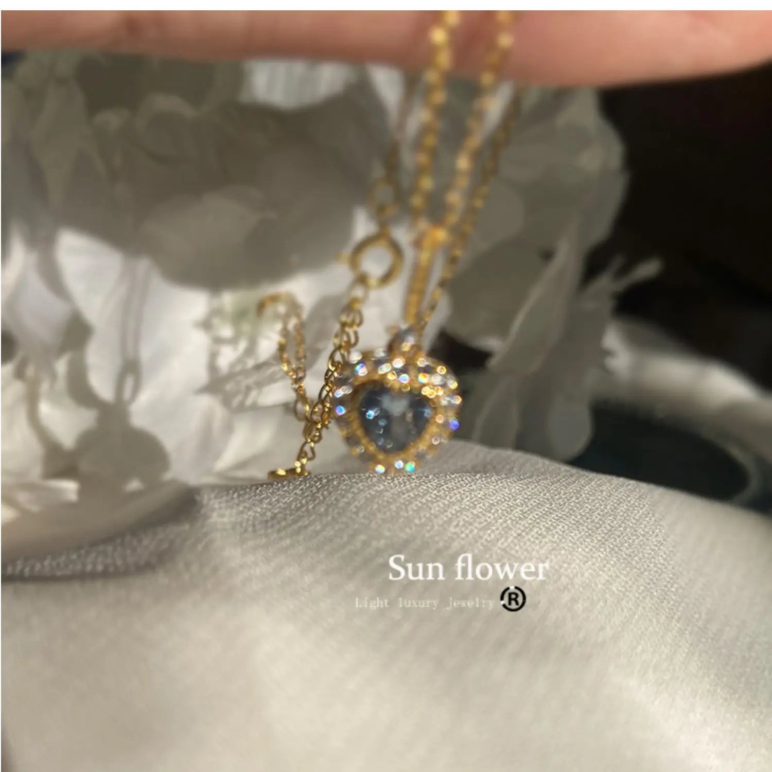 Hot Sale Simple Luxury INS Pure 925 Sterling Silver CZ Zircon Aquamarine Gemstone Heart Pendant Necklace for Women Girls Jewelry
