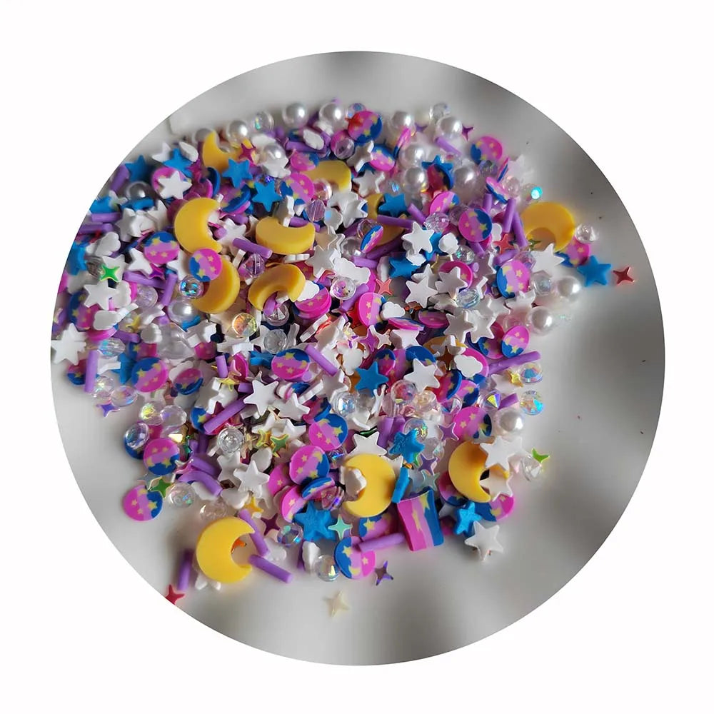 Night Starry Sky Star Moon With Pearls  Polymer Clay Slices Sprinkles for Slime Accessories Diy Crafts Shaker Decoration