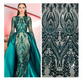 Symmetrical Positioning Vintage Embroidery Accessories European and American Women's Evening Dress Wedding  Sequin Lace Fabric