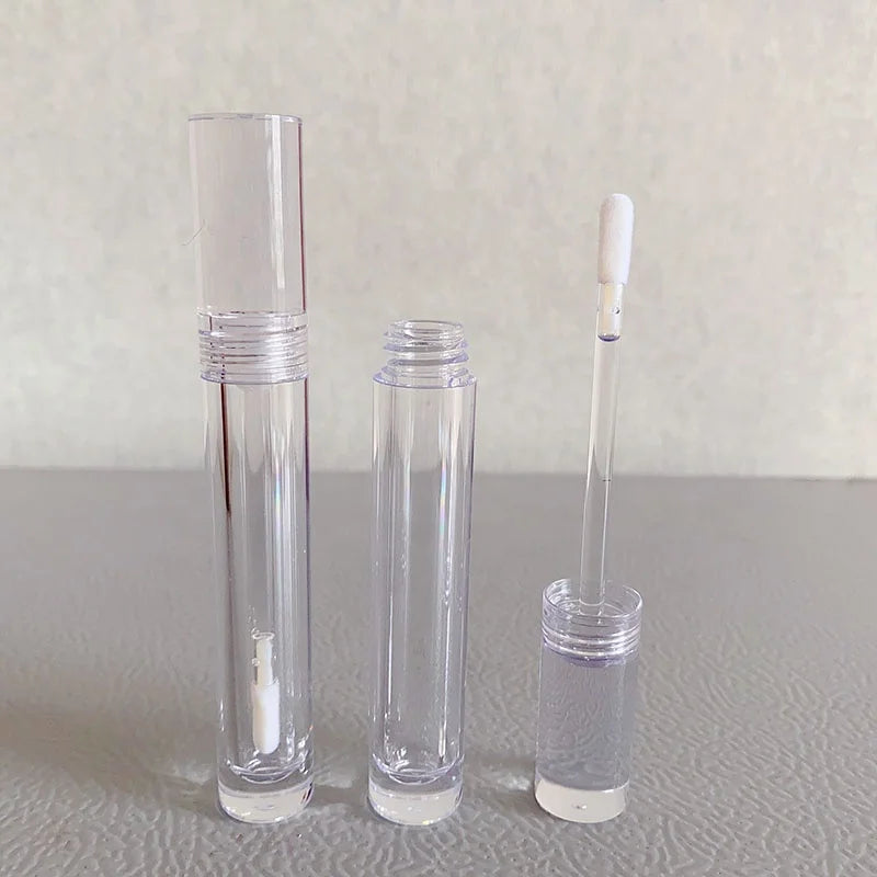 LZ Pack Stock 100pcs Cylinder Crystal 3ml Lipgloss Wand Tubes Wholesale Plastic Clear Lip Gloss Containers Tube With Custom Logo
