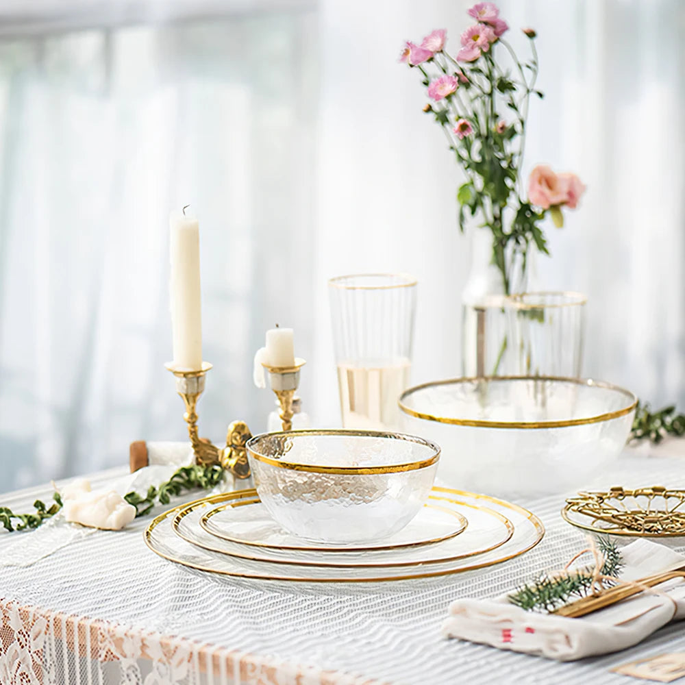Wholesale Nordic Style Luxury Ceramic Dinner Plate Bowl Set Fast Shipping Shape Home Use Restaurant Elegant Glassware Collection