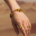 High End 18K Gold Plated Chunky Smooth Gradient Cuff Bracelet Bangle Bracelet Stainless Steel Gold Jewelry