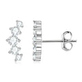 925 Sterling Silver Curved Five-stone Stud Earrings 0.74 Ct Diamond Moissanite Curved Climber Crawler Earrings