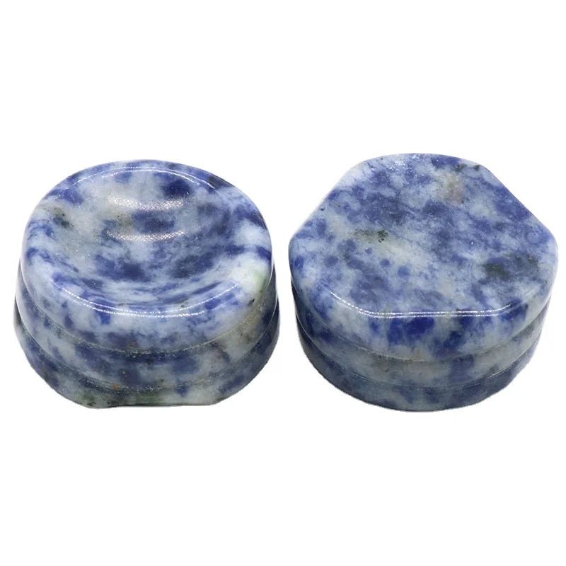 DIY Natural Crystal Blue Spot jasper Stone Bracket Egg-shaped Stone Base Support Round Ball Seat Decoration