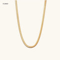 FUAMAY S925 Bold Herringbone Chain Necklace Choker 4.5MM Gold Plated Classic Style with Zircon for Wedding or Gift