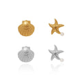 New Dainty Geometric Shell Sea Star Imitation Pearl Dissymmetry Stud Earring for Women 18k Gold Plated Stainless Steel Jewelry