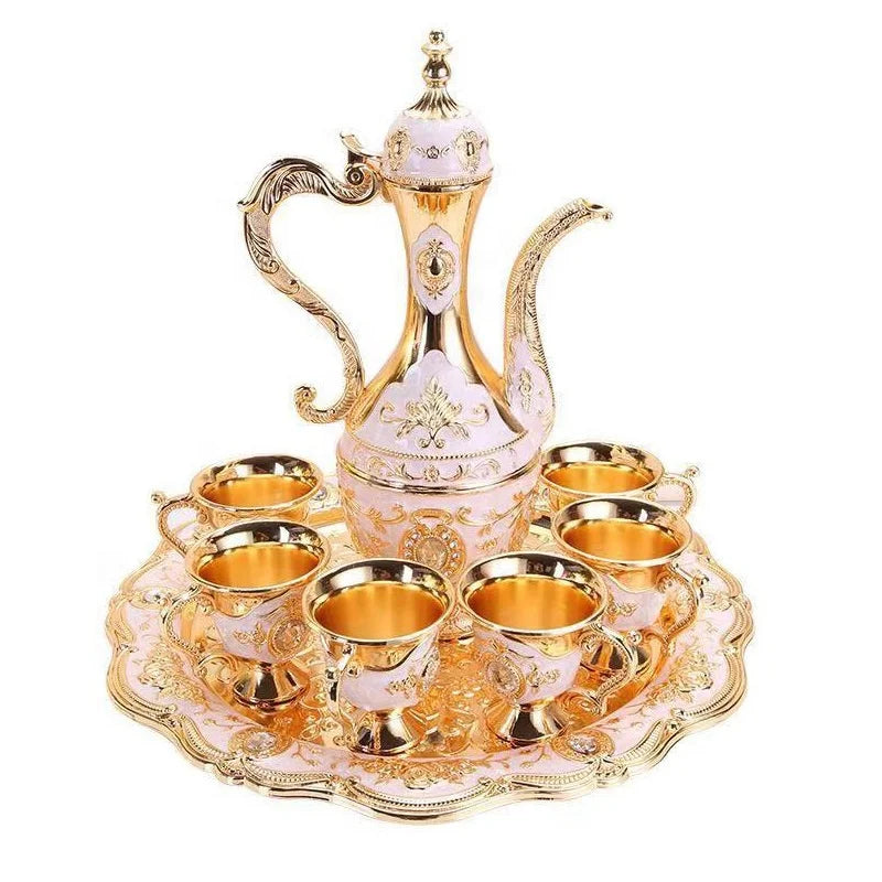 QIAN HU Luxury Arabic Coffee Cups Set Top Seller Cast Iron Turkish Teapot Tray High Safe Dinnerware Drinkware Classic New Design