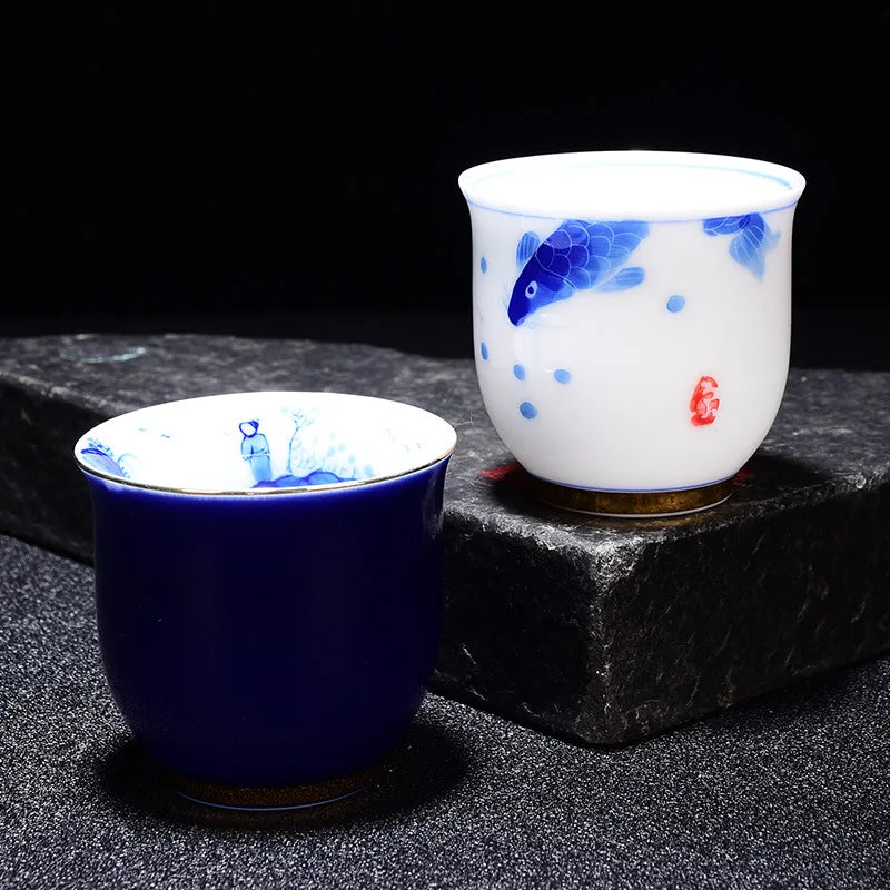 Hand Painted Tea Cup Kung Fu Tea Ceramic Cup Bowl Pastel Master Single Cup Personal Handmade Tea Tasting Ceramic Mug