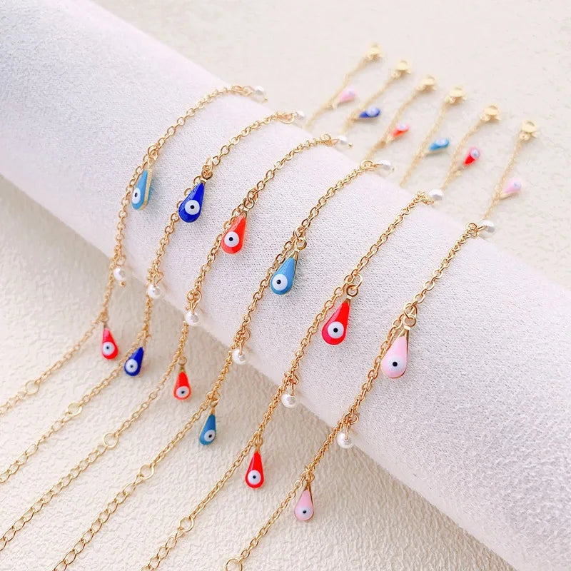 HOVANCI Evil Eyes Anklets for Women 18K Gold Stainless Steel Every Day Use Waterproof Non Tarnish Anklets