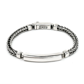 ID Punk Style Silver Chain & Link Bracelet for Unisex/Men's 92.5% Purity
