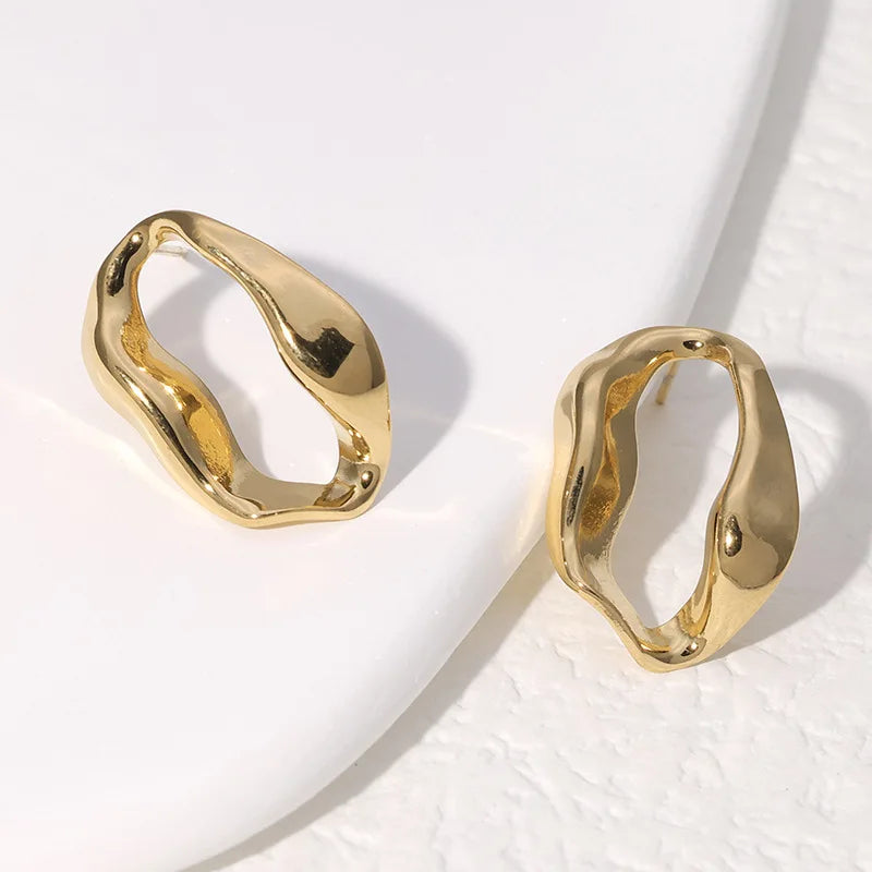 Beimai OEM Stud Earrings Irregular Hollow Waterproof Stainless Steel Stud Earrings