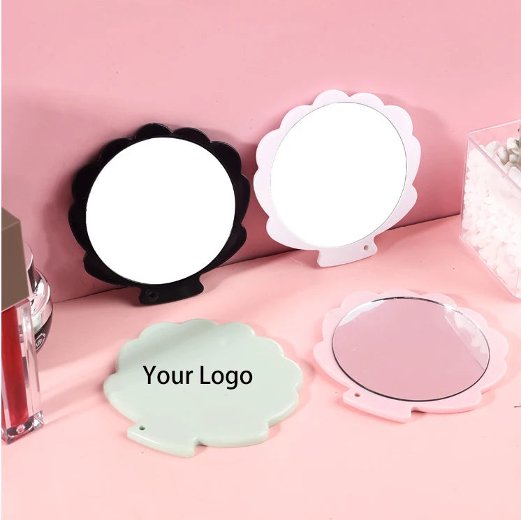 Zonyin Portable Handheld Vanity Cosmetic Mirror Mini Round Flower Shaped Makeup Mirror Cute Travel Mirror With Custom Logo