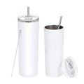 Stainless Steel White Sippy Cup 20oz Skinny Tumbler Sublimation Heat Press