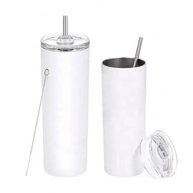 Stainless Steel White Sippy Cup 20oz Skinny Tumbler Sublimation Heat Press