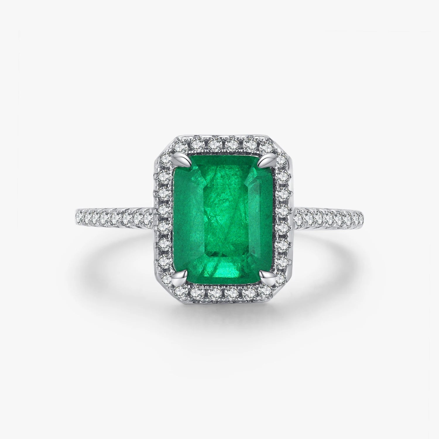925 Sterling Silver Luxury Statement Jewelry Classic Emerald Cut Sparkling Wedding Engagement Bands Rings for Women