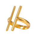 N&S Adjustable Open Ring 18K Gold Plated Stainless Steel Modern Style Gold Line for Engagement Gift Anniversary