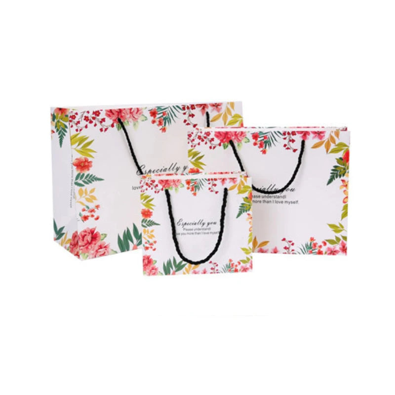 General Gift Bag High Grade Paper Shopping Bag Strong and Durable Small Flower Packaging Bag with Rope
