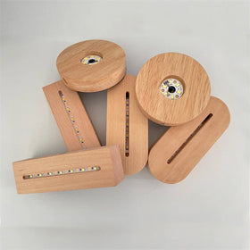 Wholesale LED Night Light Wood Base USB Wooden Rectangle round Oval Acryl LED Night Light for Living Room Minimalist Design