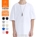 ZYtshirt Custom Logo Printing 240GSM Loose Kids Cotton T-Shirt Anti-Shrink Casual Tee for Children Wholesale