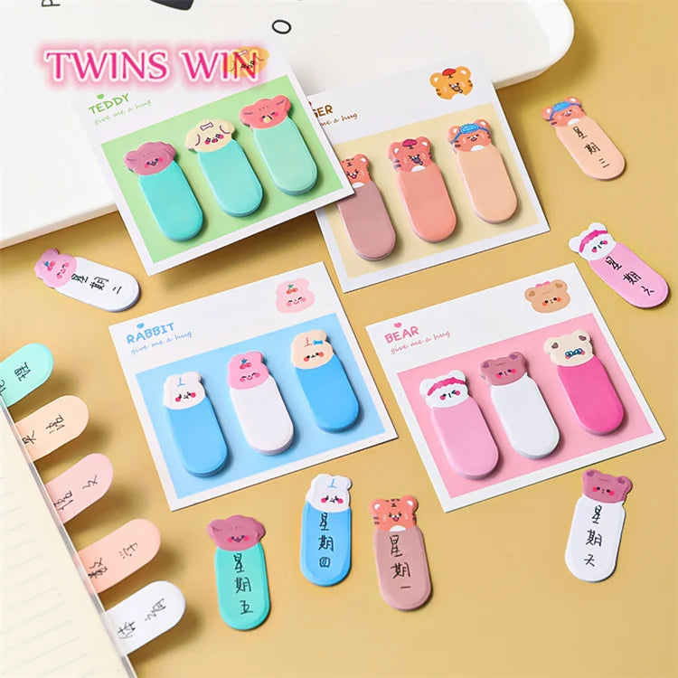 Kawaii Memo Pad Bookmarks Creative Cute Animal Sticky Notes Index Paper Stickers 1655