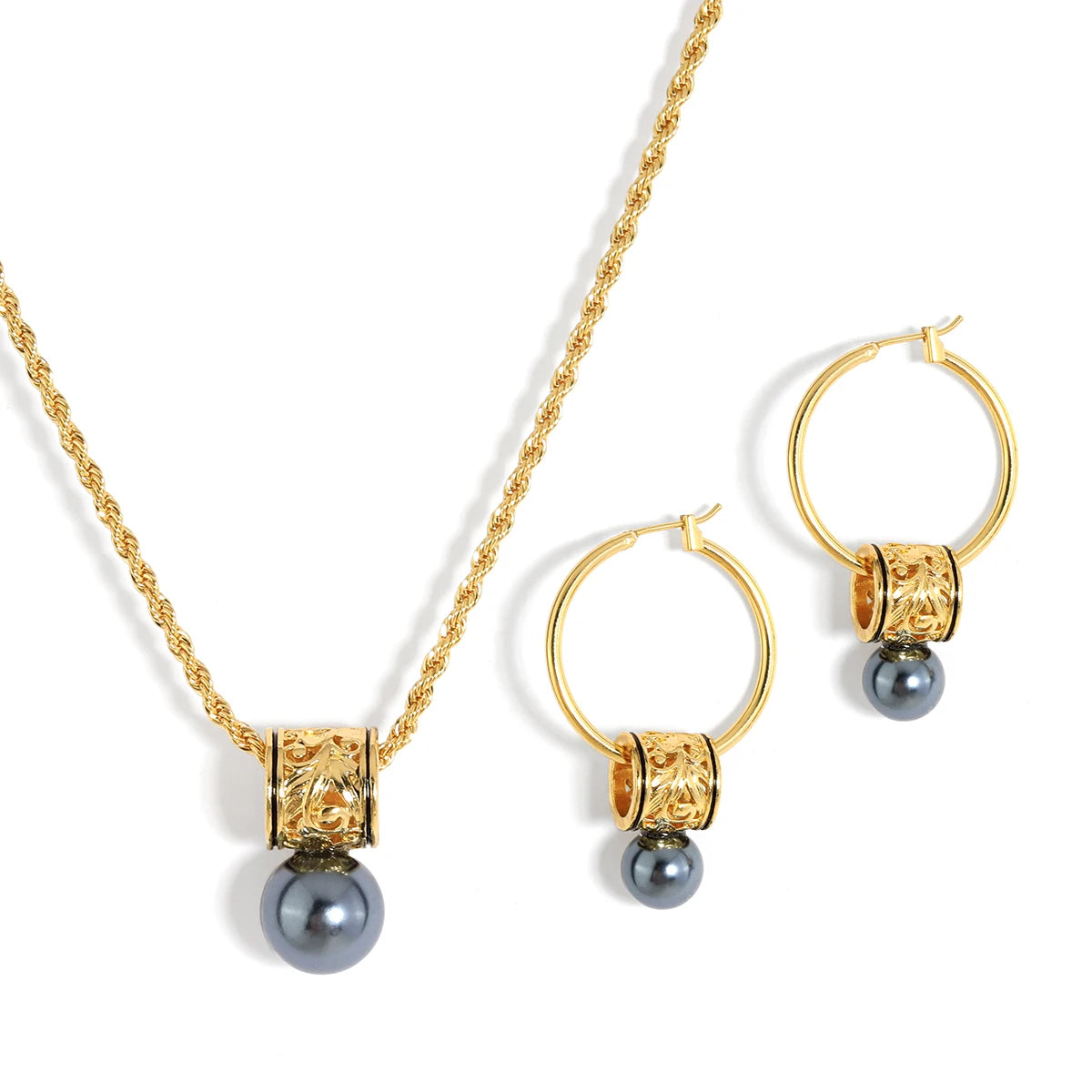 Hawaiian Samoan Jewellery Set Hot Sale Women Jewelry Pearl Pendant Necklace Earring Sets