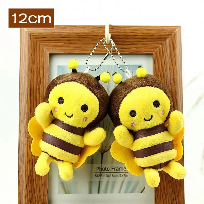 12cm Kawaii Bee Plush Keychains Toys Stuffed Cartoon Animal Honeybee Cute Doll Soft Bee Happy Plush Keychain Teacher's Day Gift