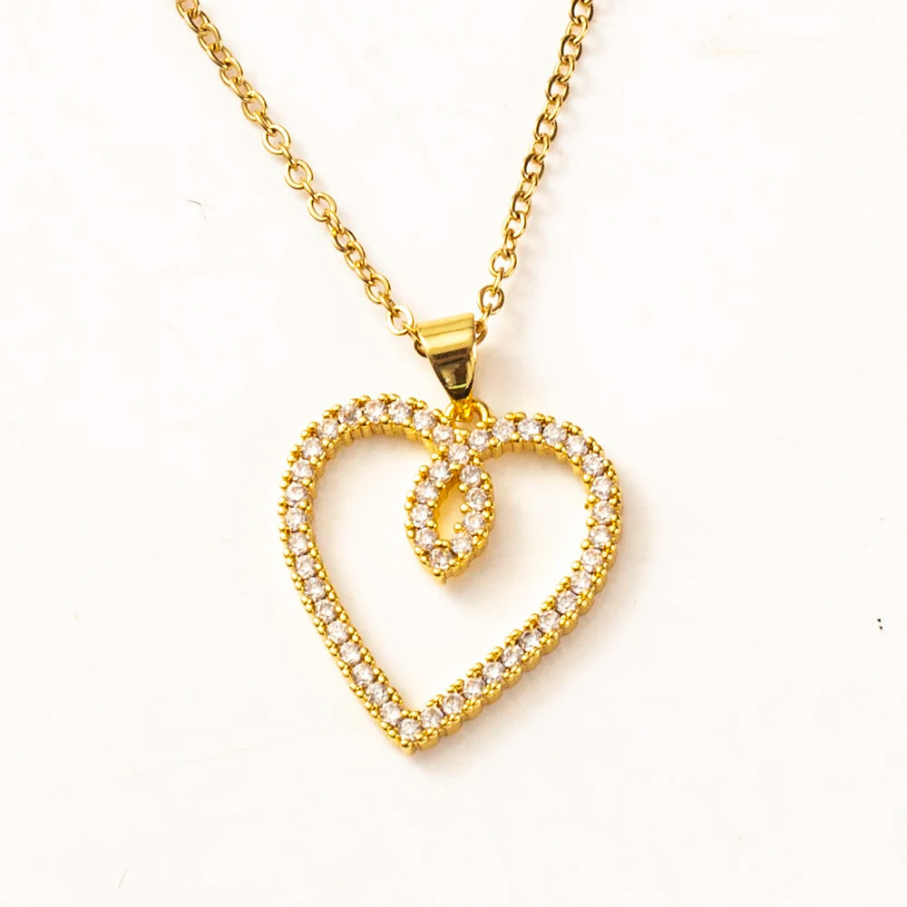 New Arrival Heart Necklace Crystal Jewelry Necklaces Love Heart Pendant Boho Zircon for Women Mother Day Gifts