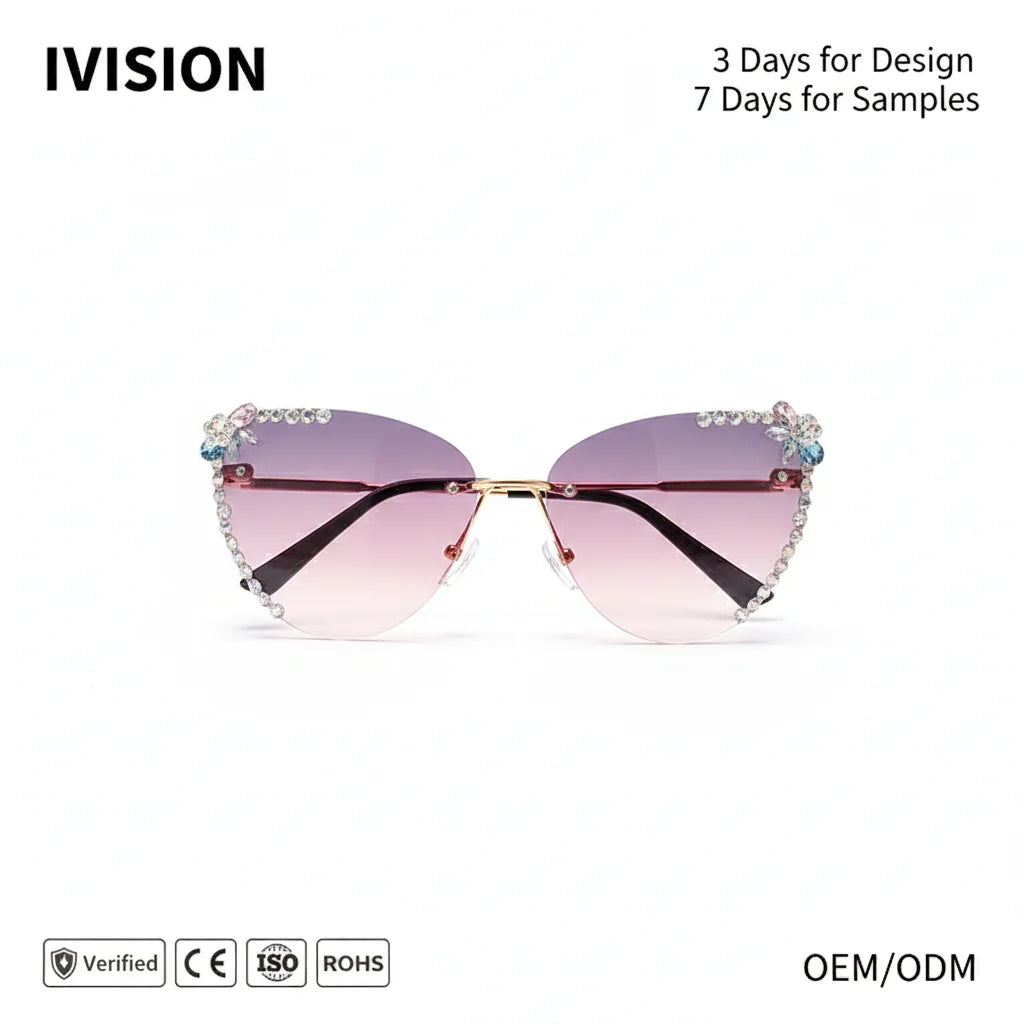 2022 New IVision Diamond Studded UV400 Sunglasses Model 8819 Unisex Driving