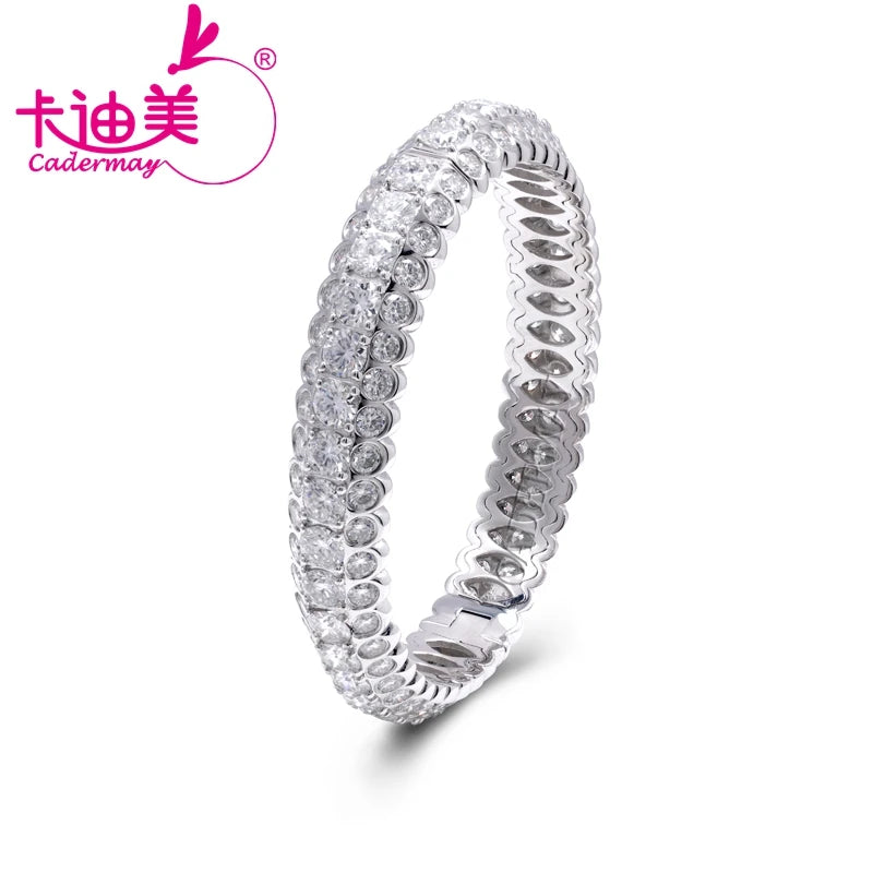 Cadermay Trendy Hip Hop Tennis Moissanite Bangle Jewelry Iced Out  5mm Main Stone Moissanite Diamond Tennis Bracelets